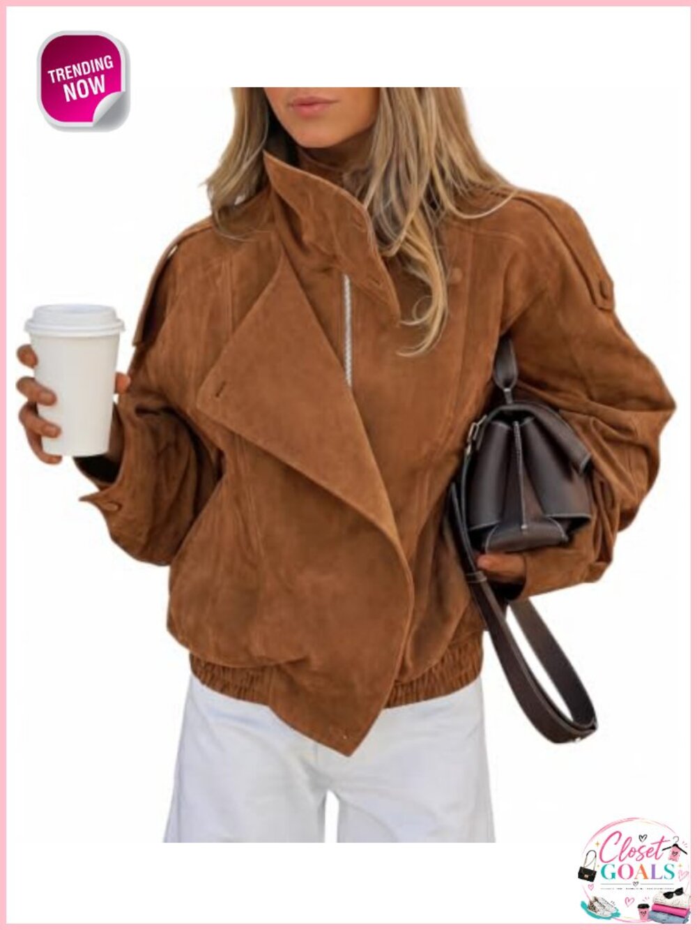 Faux Suede Oversized Moto Jacket Asymmetric Zip High Neck Fall Coat